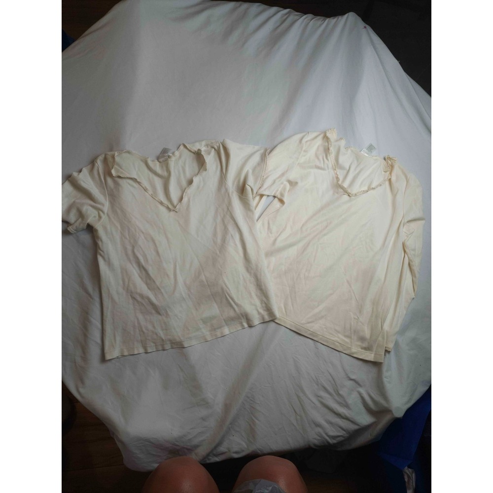 Vtg 90s‎ Warm n Silky Pajama Top Lot 2 Ivory Lace Coquette Romantic Loungewear